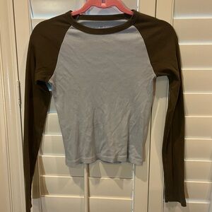 Brandy Melville light blue and brown Bella top